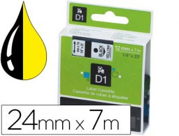 Cinta Dymo D1 24mm. x 7m. plástico amarillo tinta negra 40910